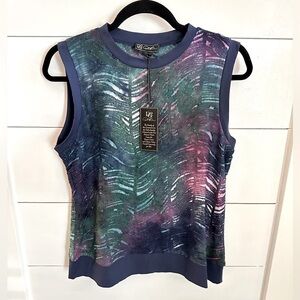 DG2 Diane Gilman colorful office casual summer woman easy-care tank top NWT M